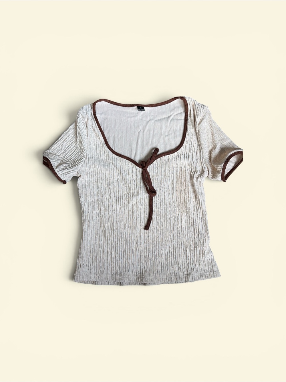 Cream textured cottagecore blouse tie front | romantic renaissance top